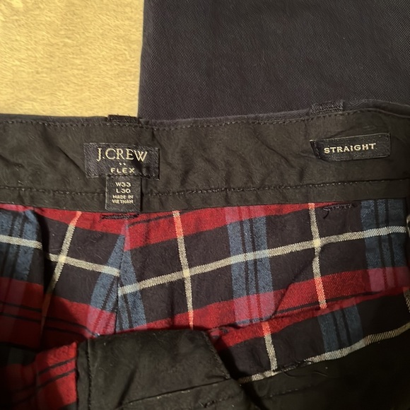 J. Crew Pants J Crew Mens Flex Navy Blue Flannel Lined Khakis Size